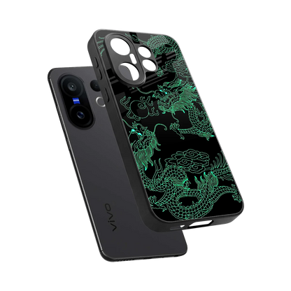 Dragons Green sleek vivo x200 fe cover with tempered glass back and TPU edges