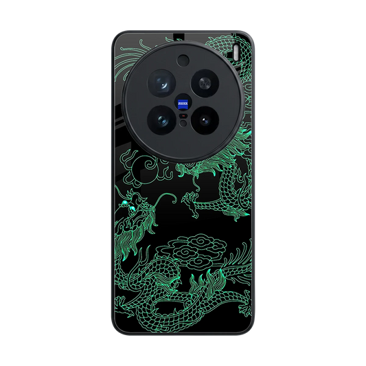 Dragons Green back phone cover | glass case for vivo x200 pro
