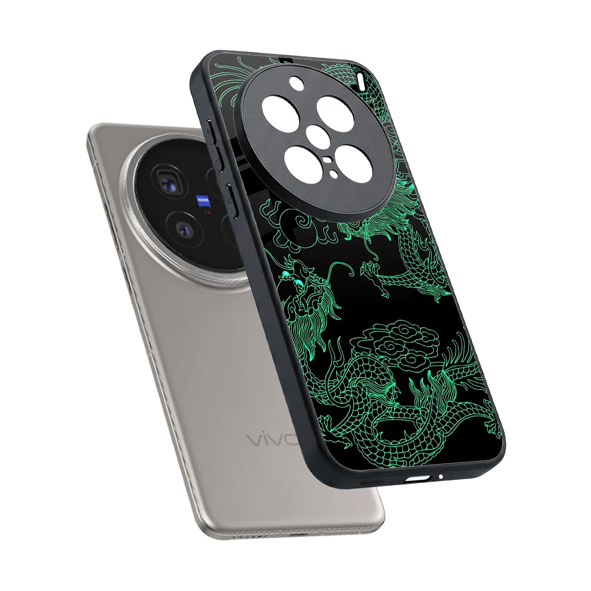 Dragons Green sleek vivo x200 pro cover with tempered glass back and TPU edges