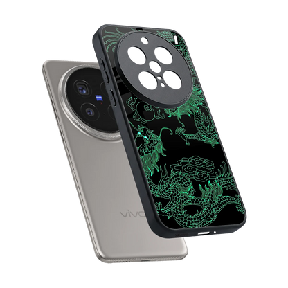 Dragons Green sleek vivo x200 pro cover with tempered glass back and TPU edges