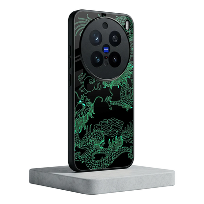 Dragons Green vivo x200 pro mobile cover | shockproof glass phone case