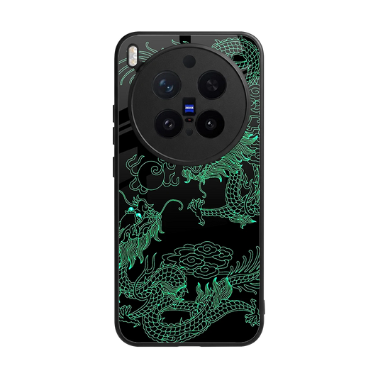 Dragons Green back phone cover | glass case for vivo x300 pro