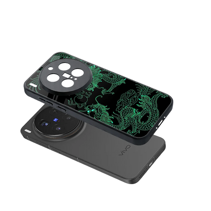Dragons Green sleek vivo x300 pro cover with tempered glass back and TPU edges