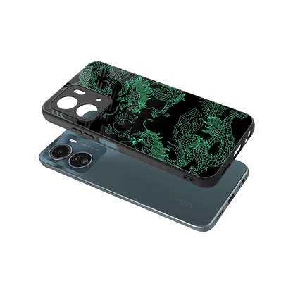 Dragons Green sleek vivo y16 cover with tempered glass back and TPU edges