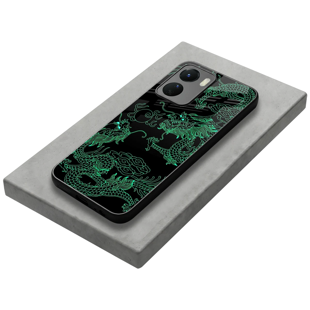 Dragons Green stylish phone case for vivo y16 | glossy glass and slim fit
