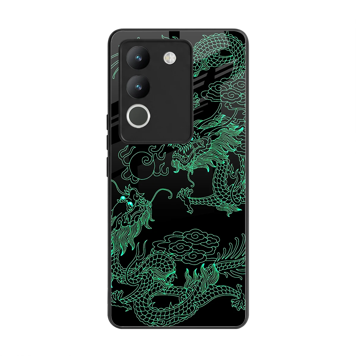 Dragons Green back phone cover | glass case for vivo y200 5g