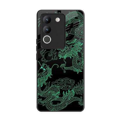 Dragons Green back phone cover | glass case for vivo y200 5g