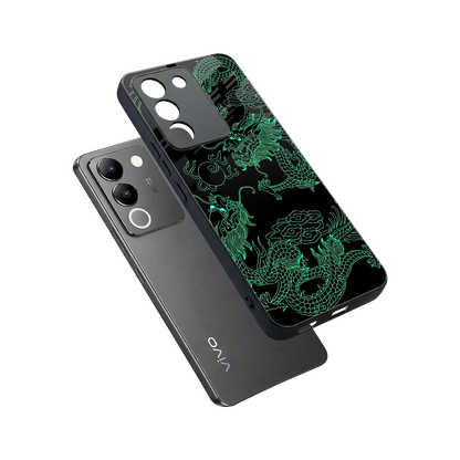 Dragons Green sleek vivo y200 5g cover with tempered glass back and TPU edges