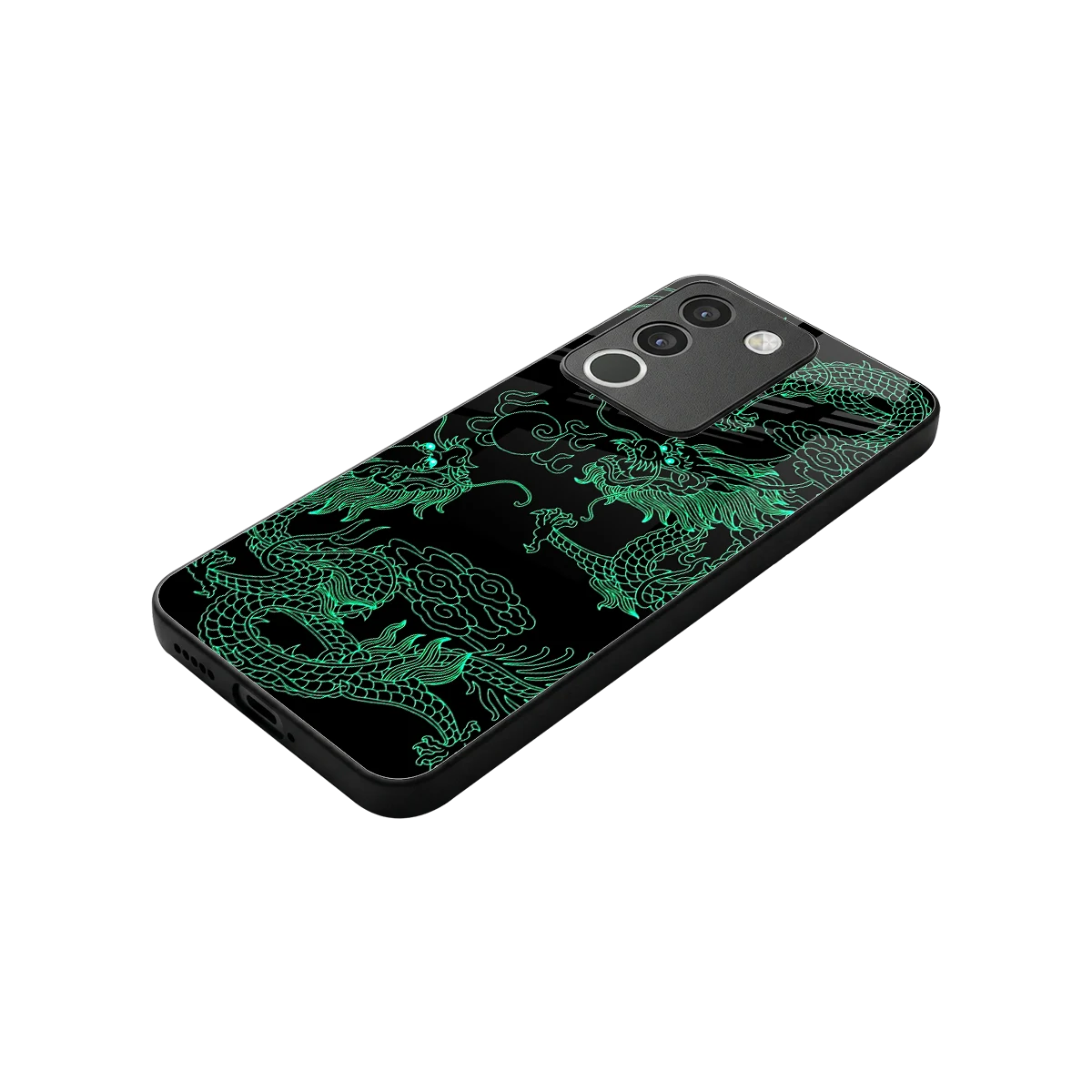 Dragons Green stylish phone case for vivo y200 5g | glossy glass and slim fit