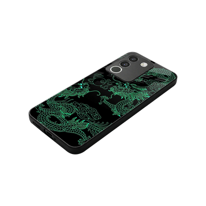 Dragons Green stylish phone case for vivo y200 5g | glossy glass and slim fit