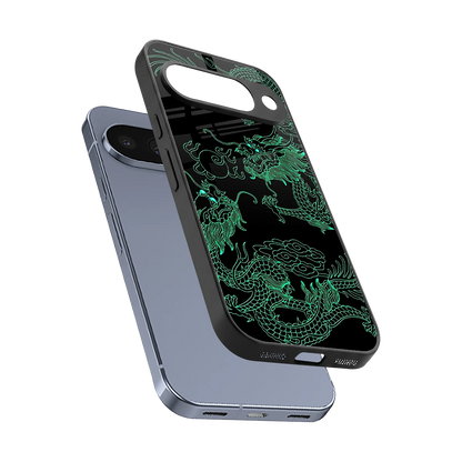 Dragons Green sleek google pixel 10 cover with tempered glass back and TPU edges
