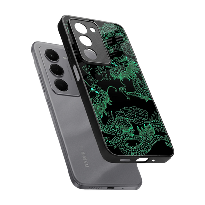Dragons Green sleek redmi 15 5g cover with tempered glass back and TPU edges