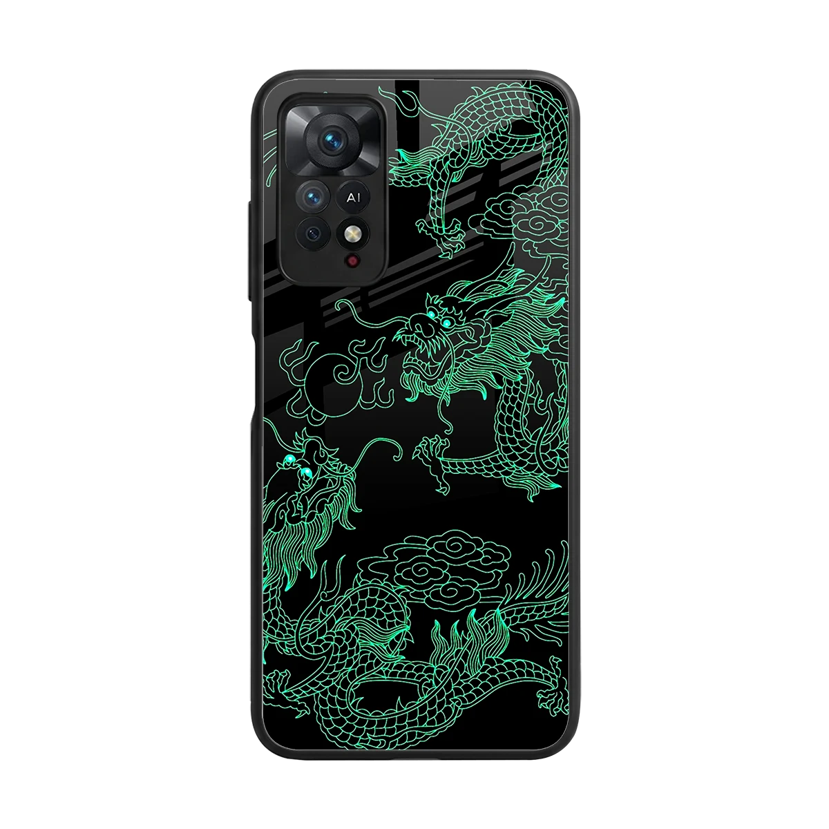 Dragons Green back phone cover | glass case for redmi note 11 pro