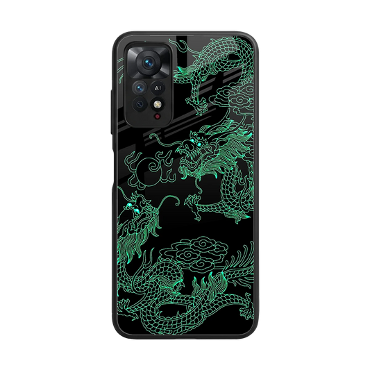 Dragons Green back phone cover | glass case for redmi note 11 pro