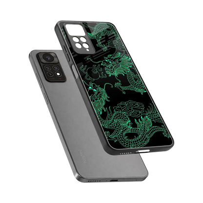 Dragons Green sleek redmi note 11 pro cover with tempered glass back and TPU edges