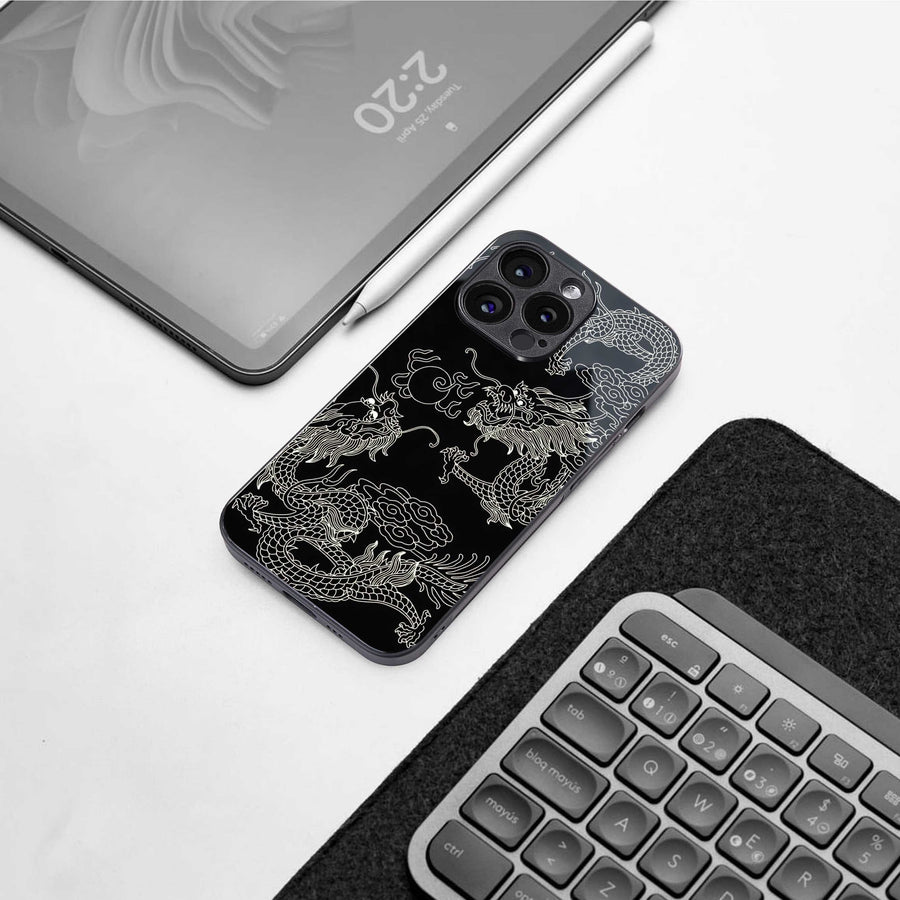 Dragons Black Phone Case for Iphone 13 Pro Max | Glass Case