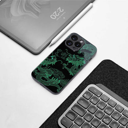 Dragons Green Phone Case for Iphone 15 Pro | Glass Case