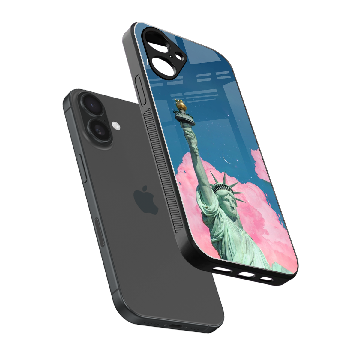 Dreamy Freedom sleek iPhone 16 cover with tempered glass back and TPU edges