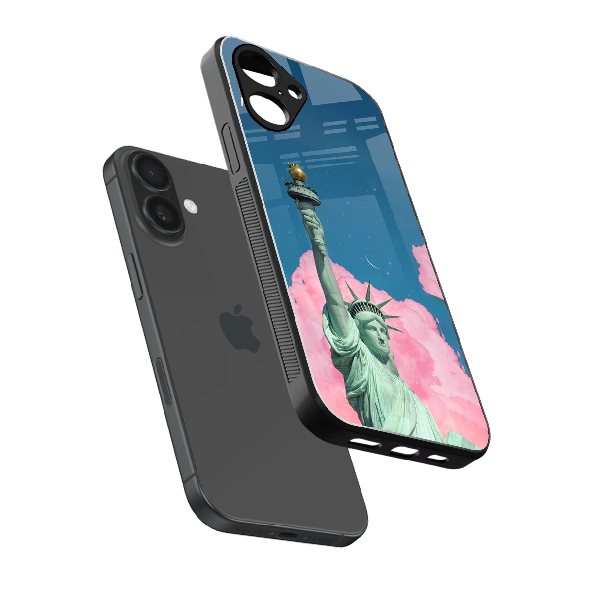 Dreamy Freedom sleek iPhone 16 cover with tempered glass back and TPU edges