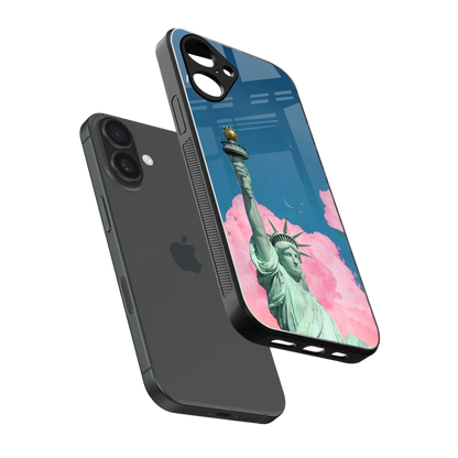 Dreamy Freedom sleek iPhone 16 cover with tempered glass back and TPU edges
