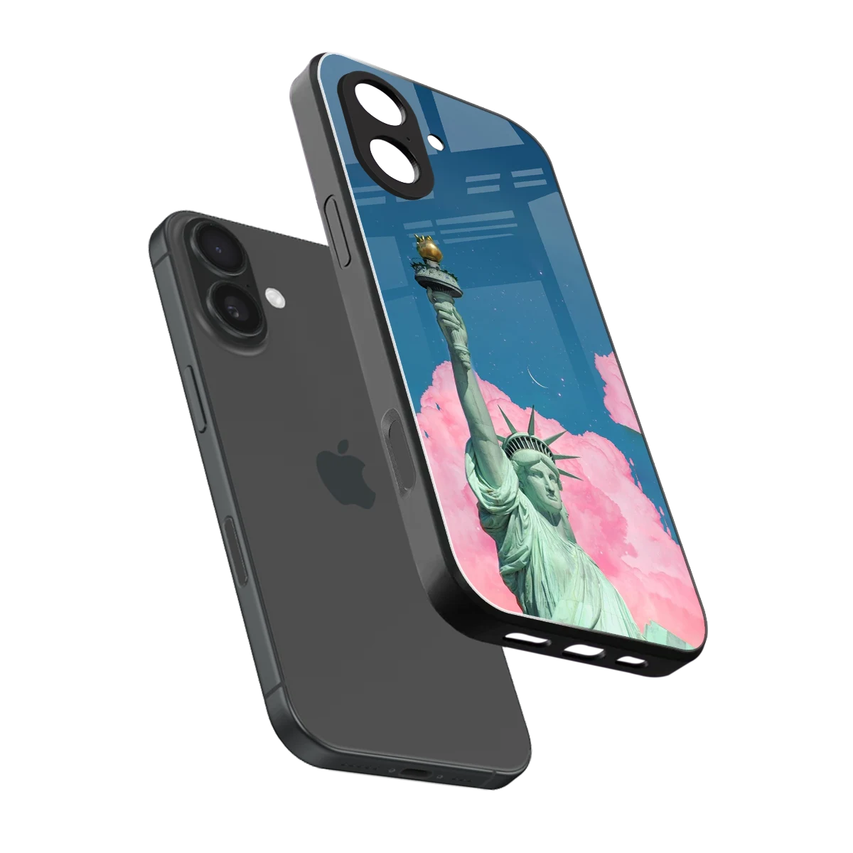 Dreamy Freedom sleek iphone 17 cover with tempered glass back and TPU edges