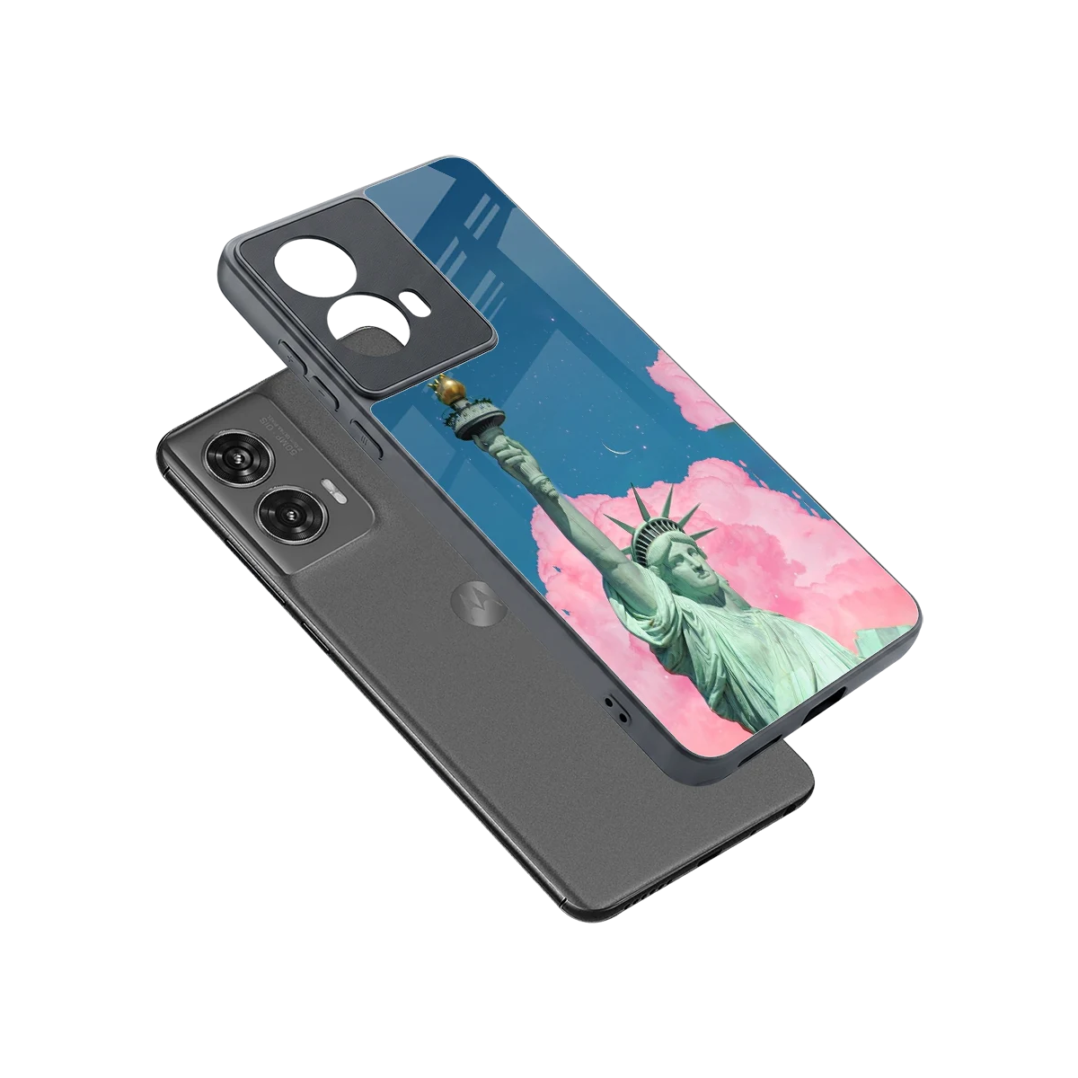 Dreamy Freedom sleek motorola edge 50 fusion cover with tempered glass back and TPU edges