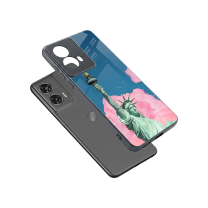 Dreamy Freedom sleek motorola edge 50 fusion cover with tempered glass back and TPU edges