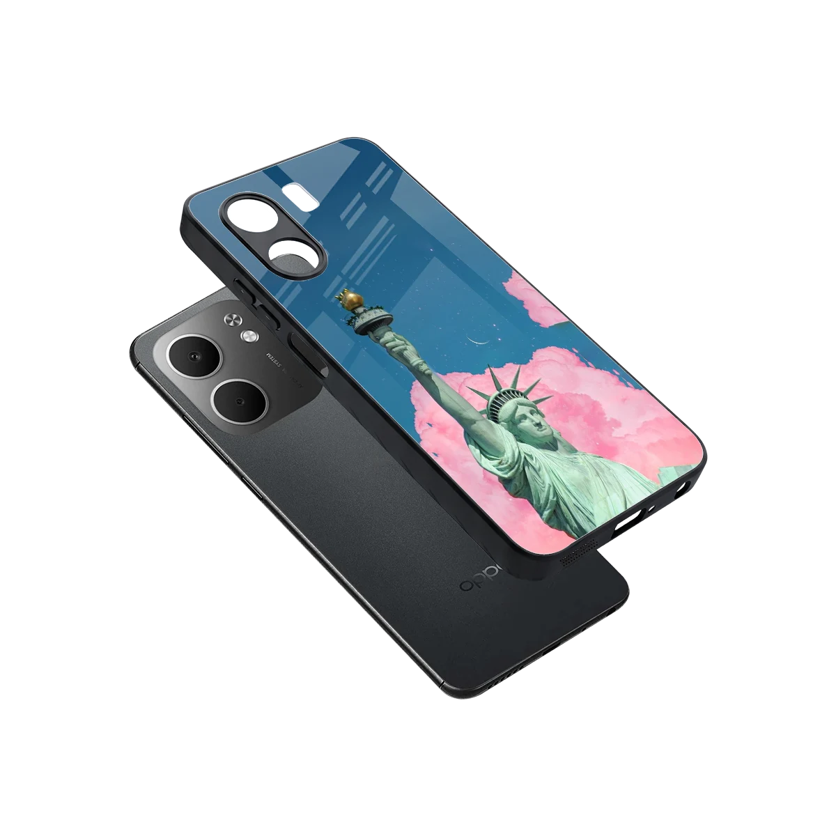 Dreamy Freedom sleek oppo a5x 5g cover with tempered glass back and TPU edges