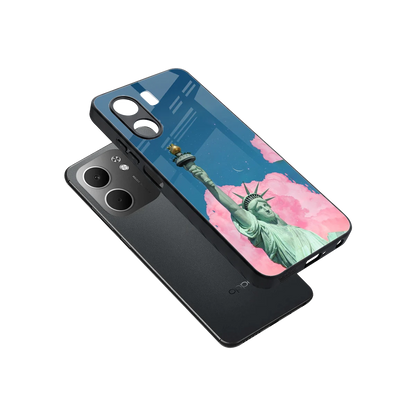 Dreamy Freedom sleek oppo a5x 5g cover with tempered glass back and TPU edges