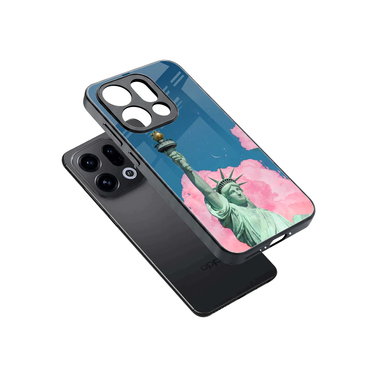 Dreamy Freedom sleek oppo find x9 cover with tempered glass back and TPU edges