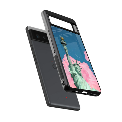 Dreamy Freedom sleek google pixel 6a cover with tempered glass back and TPU edges