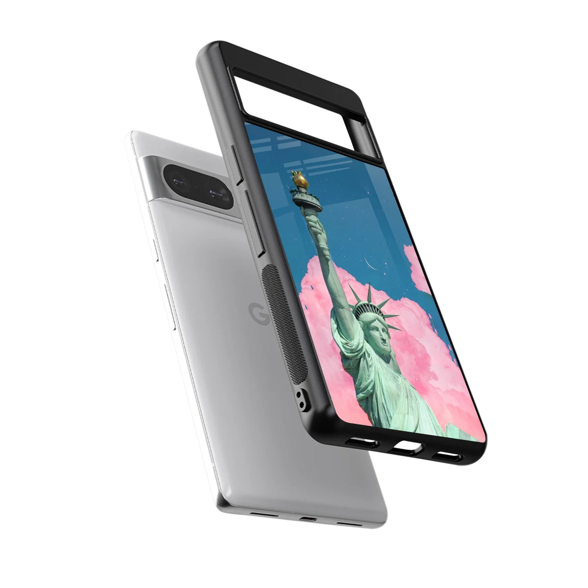 Dreamy Freedom sleek google pixel 8 cover with tempered glass back and TPU edges