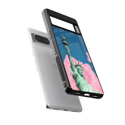 Dreamy Freedom sleek google pixel 8 cover with tempered glass back and TPU edges