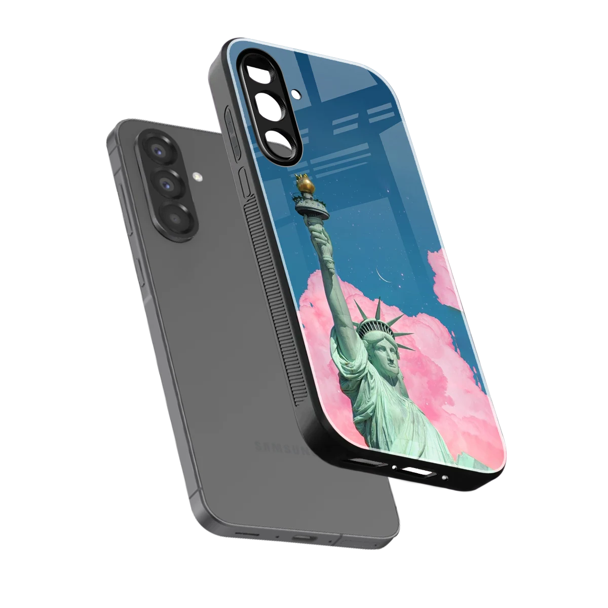 Dreamy Freedom sleek samsung galaxy m17 5g cover with tempered glass back and TPU edges