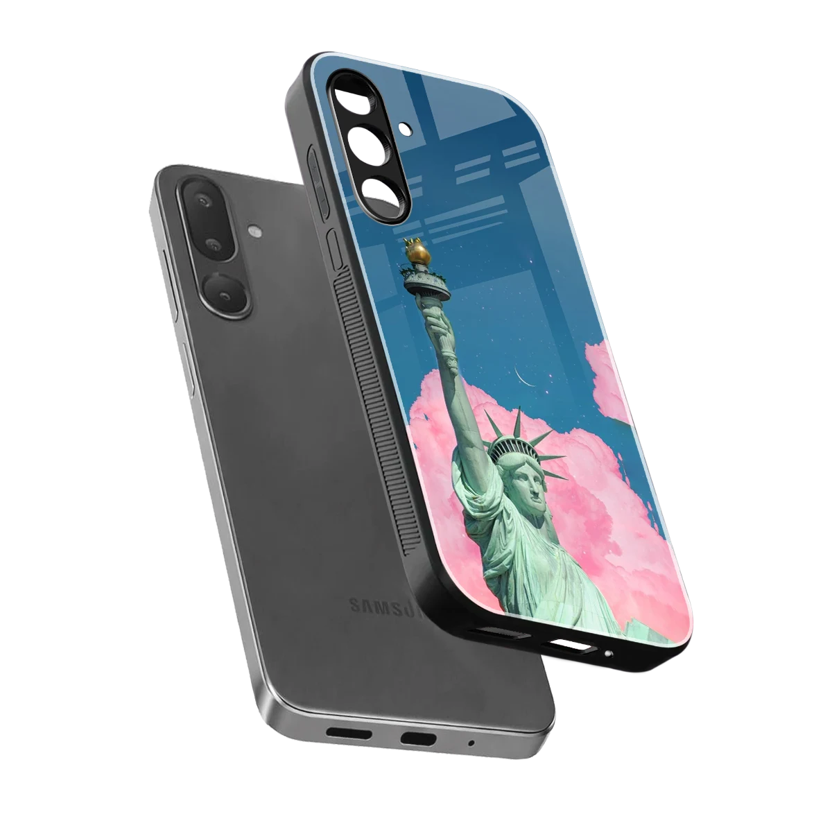 Dreamy Freedom sleek samsung galaxy m56 5g cover with tempered glass back and TPU edges