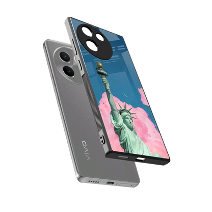 Dreamy Freedom sleek vivo v30e cover with tempered glass back and TPU edges