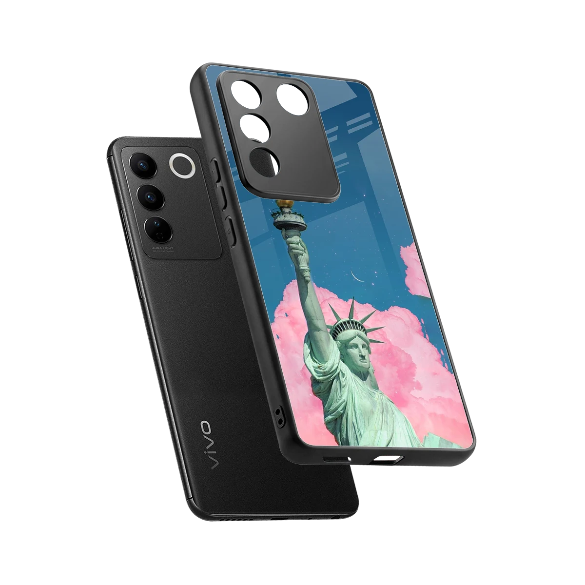 Dreamy Freedom sleek vivo v27 5g cover with tempered glass back and TPU edges