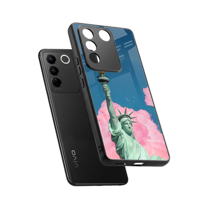 Dreamy Freedom sleek vivo v27 5g cover with tempered glass back and TPU edges