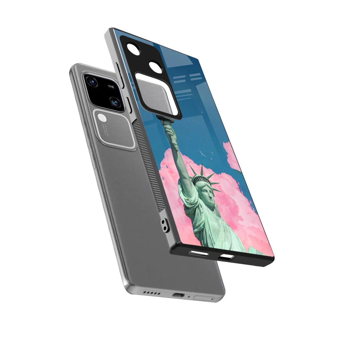 Dreamy Freedom sleek vivo v30 cover with tempered glass back and TPU edges