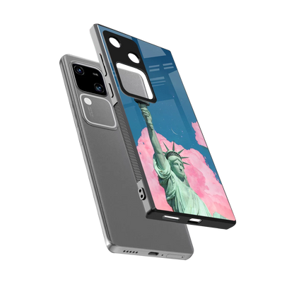 Dreamy Freedom sleek vivo v30 cover with tempered glass back and TPU edges