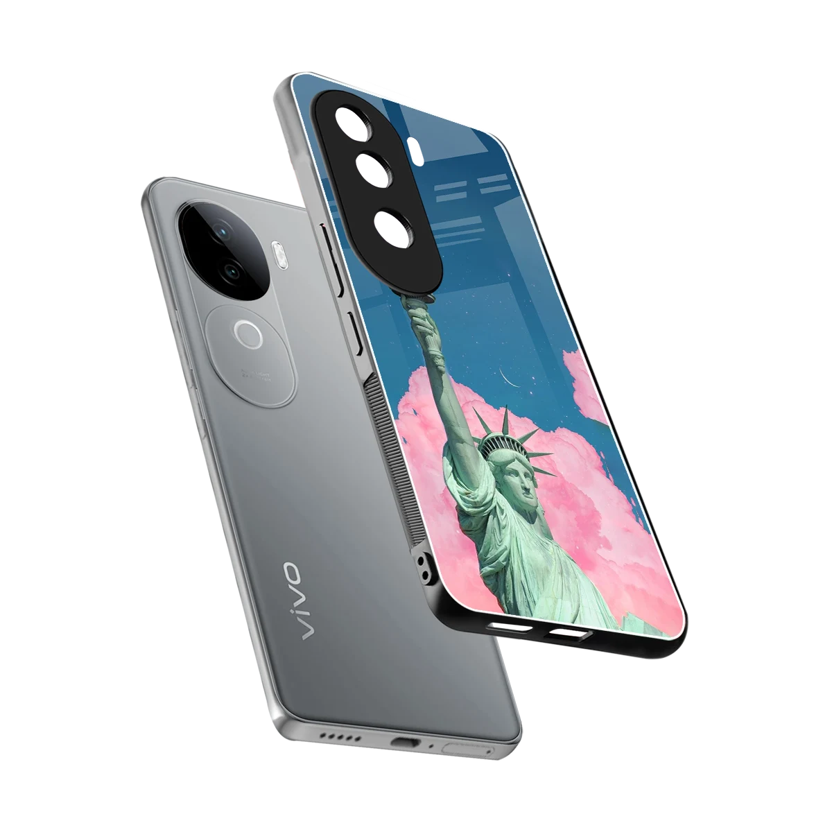 Dreamy Freedom sleek vivo v40e cover with tempered glass back and TPU edges