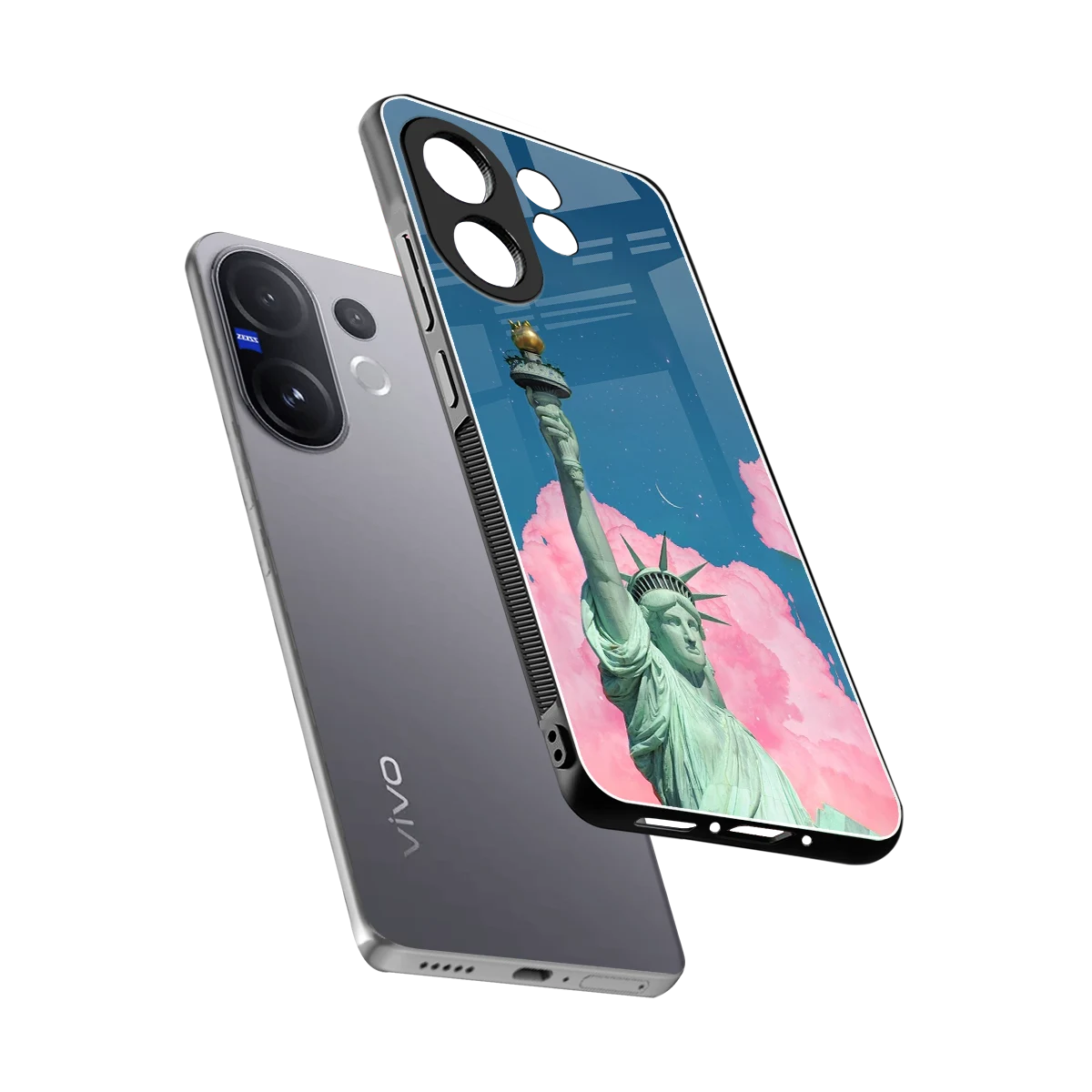 Dreamy Freedom sleek vivo v60 cover with tempered glass back and TPU edges