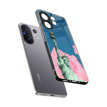 Dreamy Freedom sleek vivo v60 cover with tempered glass back and TPU edges
