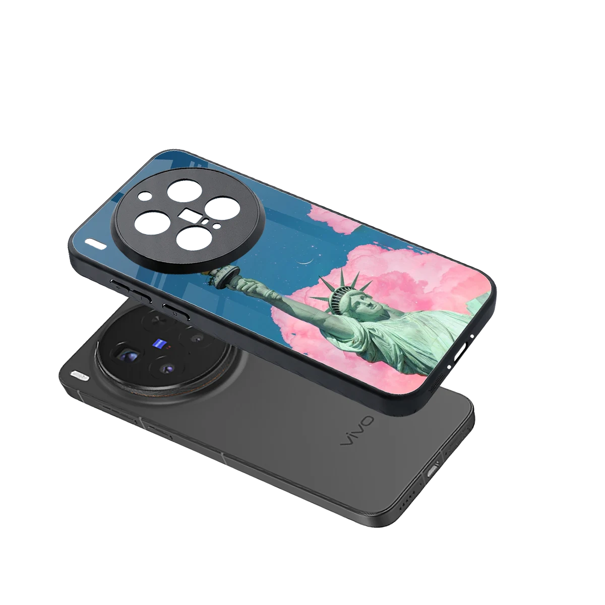 Dreamy Freedom sleek vivo x300 pro cover with tempered glass back and TPU edges