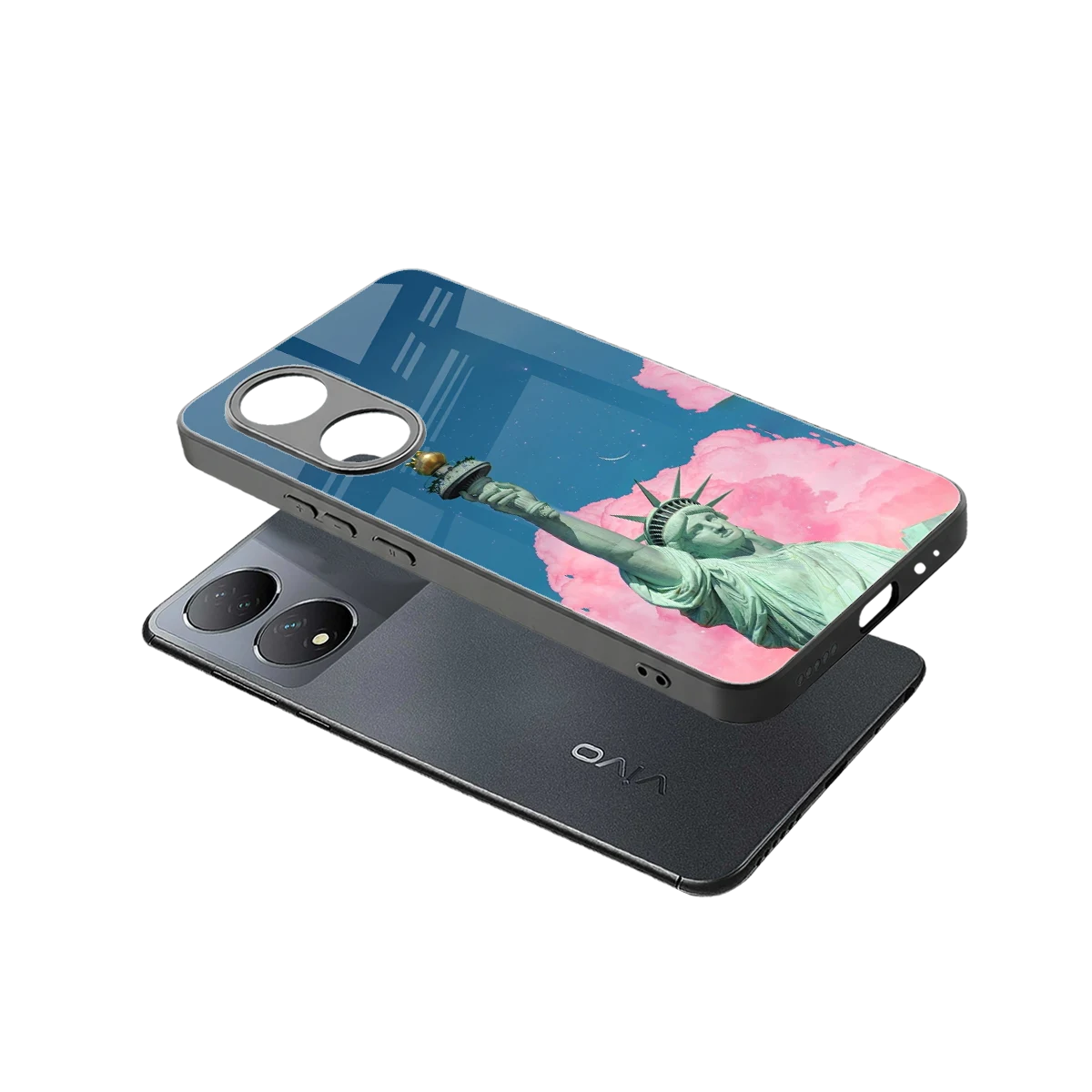 Dreamy Freedom sleek Vivo-y100 cover with tempered glass back and TPU edges