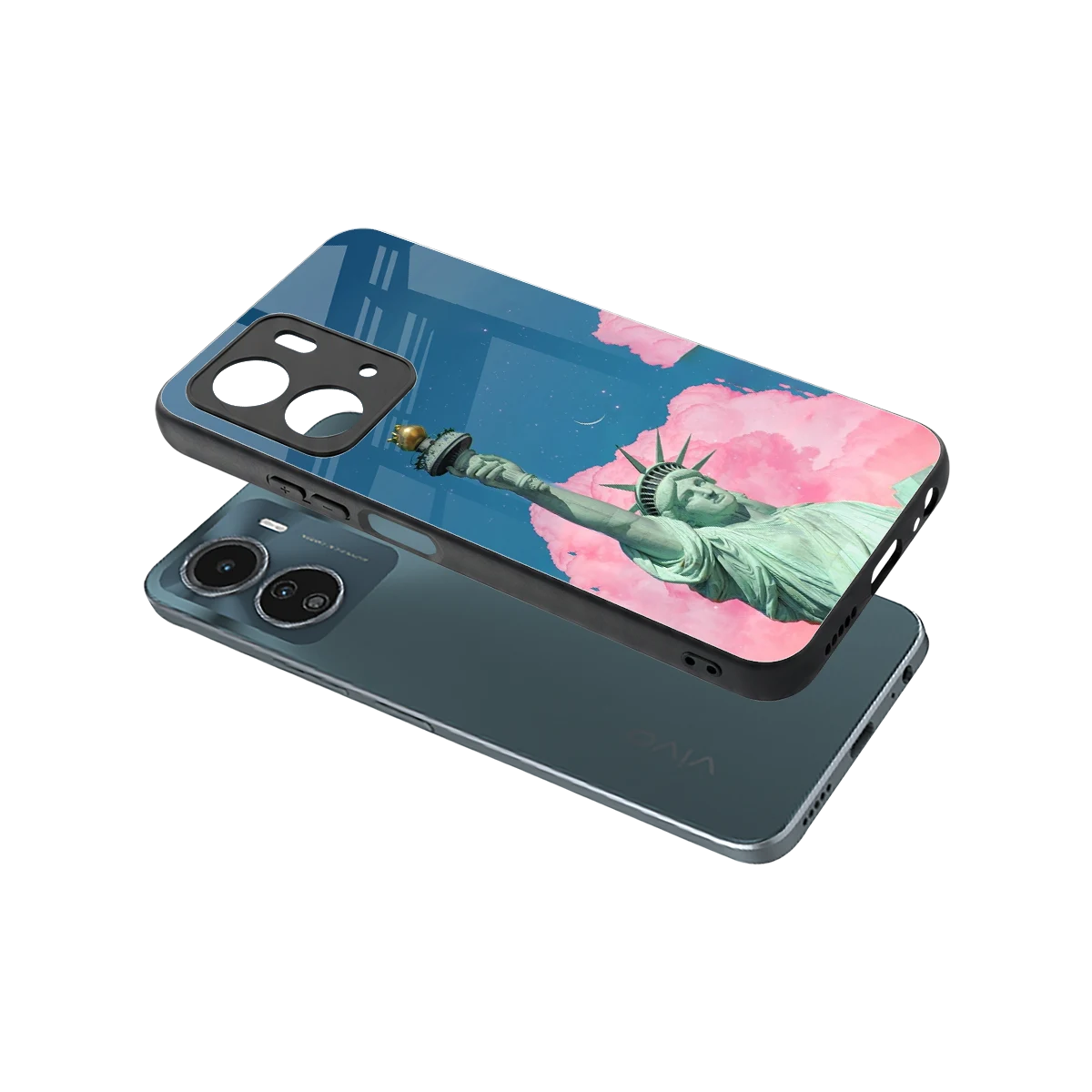 Dreamy Freedom sleek vivo y16 cover with tempered glass back and TPU edges