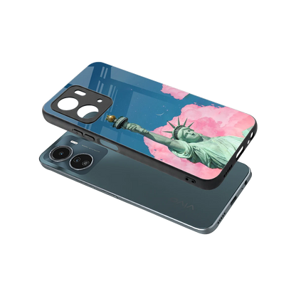 Dreamy Freedom sleek vivo y16 cover with tempered glass back and TPU edges