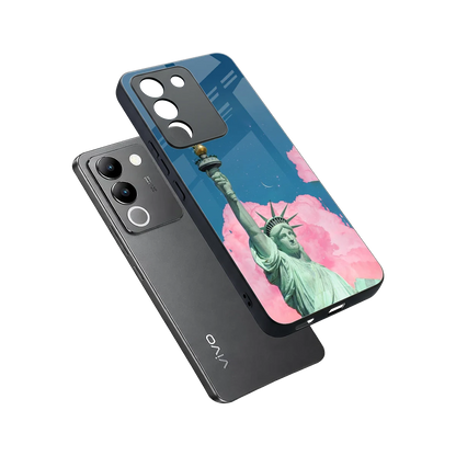 Dreamy Freedom sleek vivo y200 5g cover with tempered glass back and TPU edges