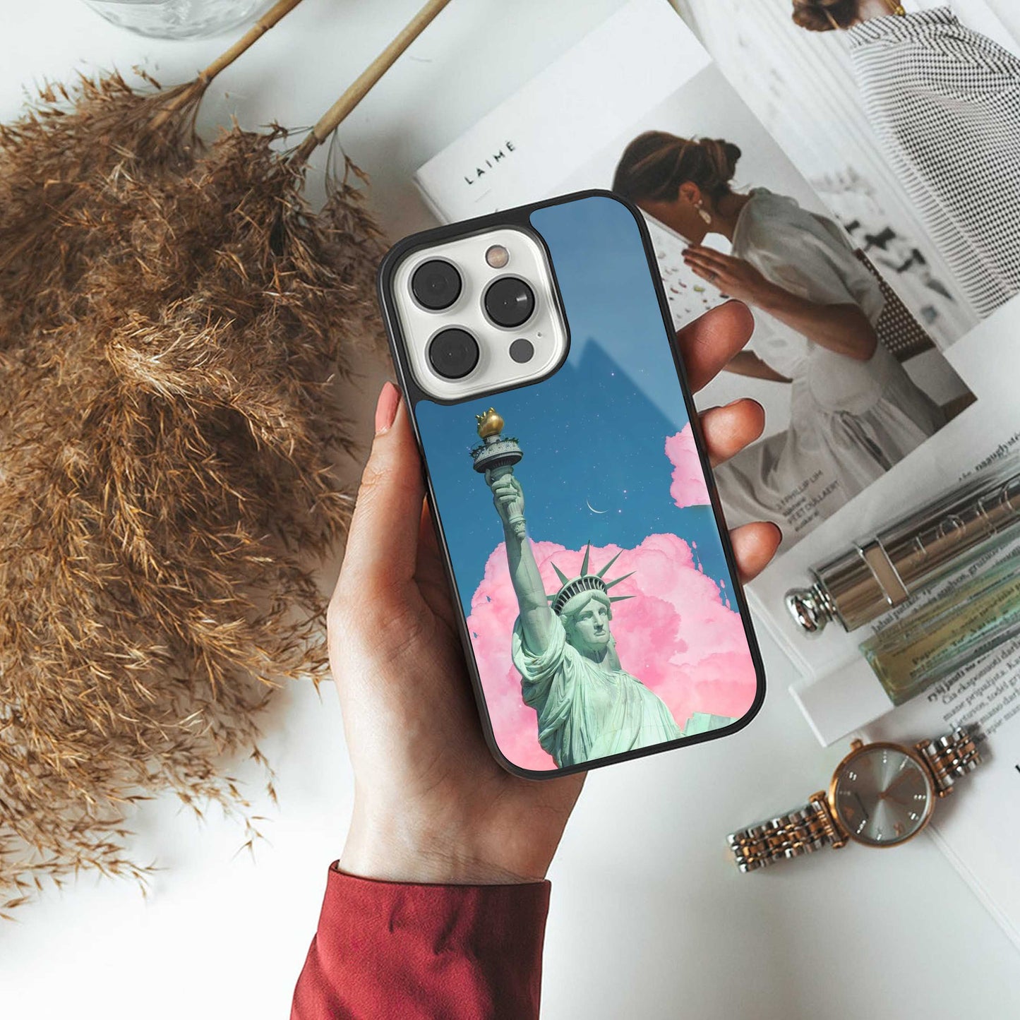 Dreamy Freedom luxury glass phone case for iPhone 16 | scratch and drop resistant