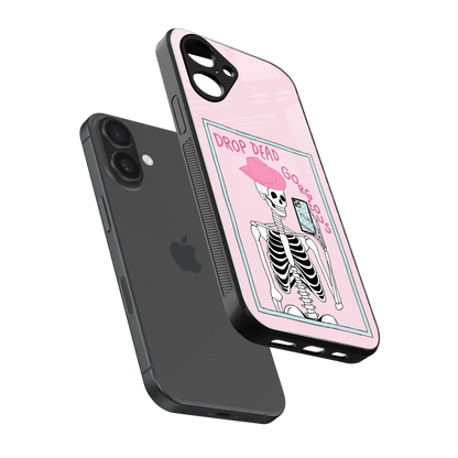 Drop Dead Gorgeous sleek iPhone 16 cover with tempered glass back and TPU edges